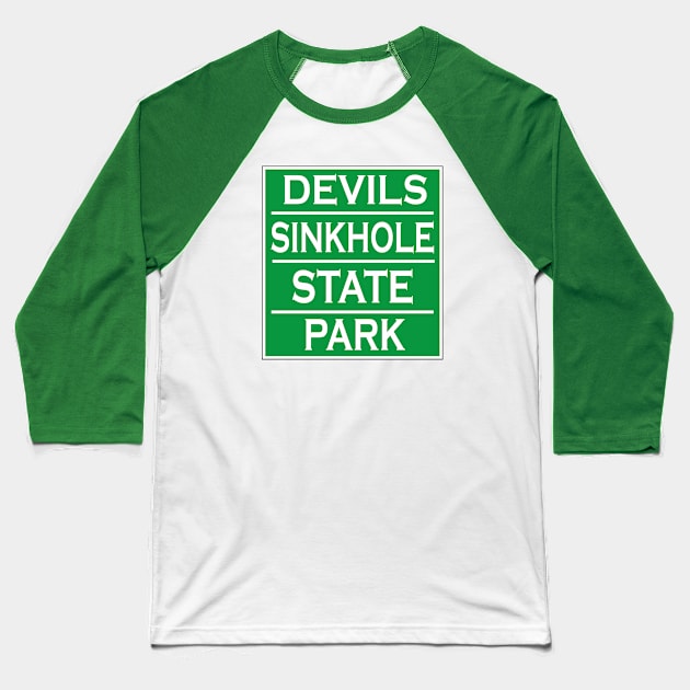 DEVILS SINKHOLE NATURAL AREA Baseball T-Shirt by Cult Classics